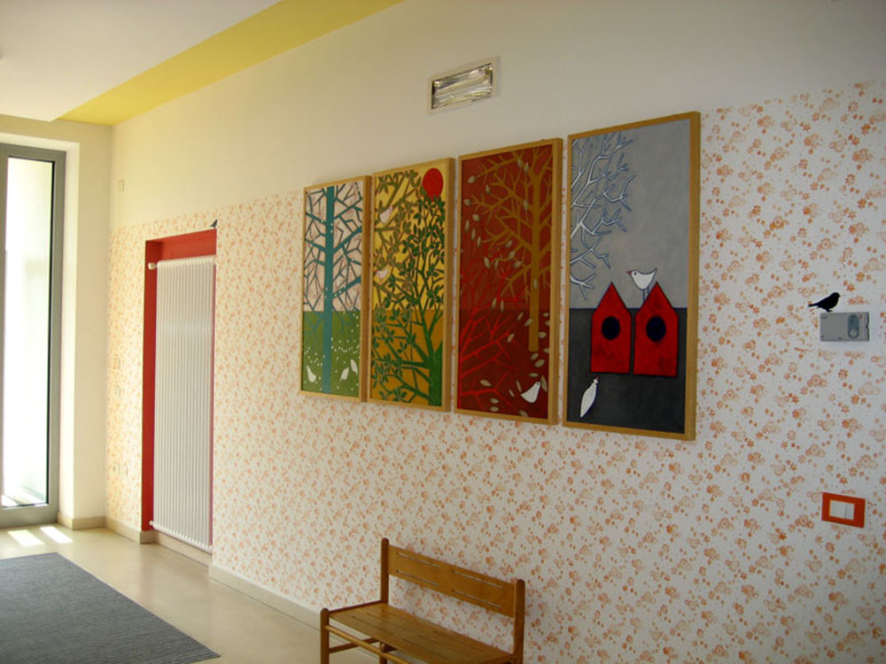 Le Quattro Stagioni Public art commission, 2014 Acrylic on canvas Nursery and kindergarten of Dro, Italy
