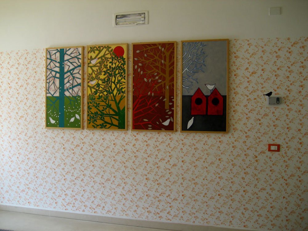 Le Quattro Stagioni Public art commission, 2014 Acrylic on canvas Nursery and kindergarten of Dro, Italy