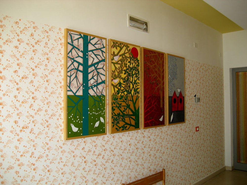 Le Quattro Stagioni Public art commission, 2014 Acrylic on canvas Nursery and kindergarten of Dro, Italy